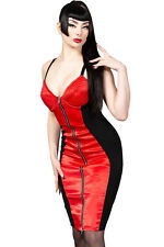 KILLSTAR Bleistiftkleid - Scarlet Dee Ville Stretch Spinnennetz rot Gothic Hexe