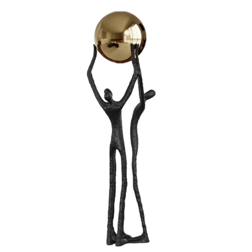 Statuetta metallo con sfera - in,