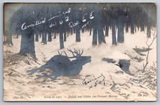 Fallen Stag in Snowy Forest