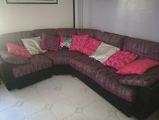 Divanoletto angolare base nera in alcantara con letto da 1piazza e mezzo 