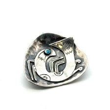 Spilla pellicano peruviano vintage Graziella Laffi in argento sterling 925, inca, 11,5 g