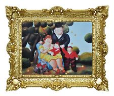 STAMPA SU CARTA TELATA LA FAMIGLIA DI BOTERO CON CORNICE STILE BAROCCO CM 55X45