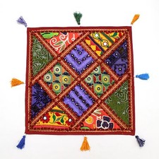 Copricuscino etnico indiano fatto a mano decorazione casa federe divano patch...