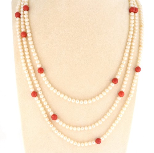 Collana con perle - , coralli