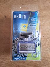 BRAUN PACCHETTO COMBINATO FREEGLIDER 5710 TESTINA DI RASATURA + BLOCCO LAMA + SPRAY PULIZIA RARO