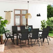 Set da Pranzo Giardino 9 pz Nero vidaXL
