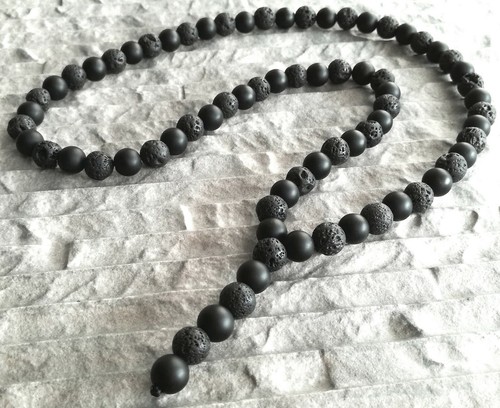 Collana nera uomo pietra - da,