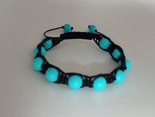 Bracciale carezze in pasta di turchese triplo nodo macramè pietre preziose tondi