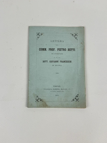 Opuscolo antico medicina 1855