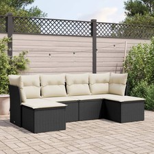 Garden Sofa Set Black PE