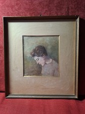 Quadro Antico Acquerello. Ritratto di donna, firmato e datato; cornice 25x27,5;