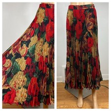 Gonna fisarmonica jacquard floreale nera Emanuel Ungaro taglia M lusso romantica