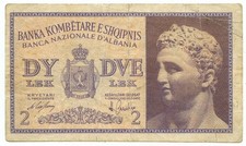 2 LEK REGNO D'ITALIA E ALBANIA BANCA NAZIONALE D'ALBANIA GENNAIO 1941 BB