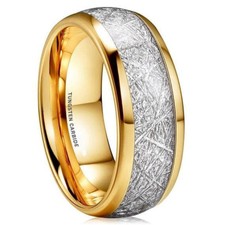 6mm Gold Tungsten Carbide Ring Meteorite Jewelry Wedding Band 4-9