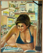 Dipinto A Olio Feldtmann Donna