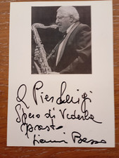 GIANNI BASSO AUTOGRAFO ORIGINALE su CARTONCINO 18 x 24 cm SIGNED SASSOFONO JAZZ