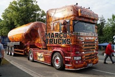 Foto camion Scania R 580 autocisterna rimorchio Germania marrone JÜRGEN SCHMID #k4ur