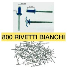800 RIVETTO RIVETTI TARGA AUTO CAMION MOTO 4,8x12 COLORE BIANCO 