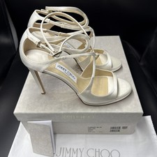 Sandali da sposa JIMMY CHOO Lance Pf avorio raso tacco cinturino UK 6 EU 39 prezzo al pubblico £ 650