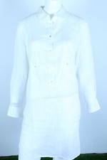 ZARA CAMICIA CAMICIONE DONNA BIANCO LINO TG SIZE M