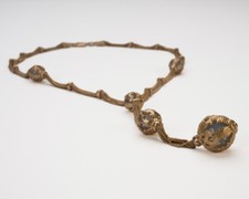 Collana Sfera Dorata 14K Lunga | Quarzo Celeste | Fatta a Mano Toscana Elegante