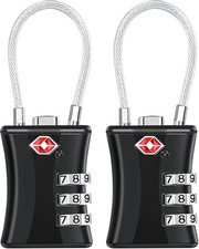 Lucchetto TSA per Valigie - 2 Pezzi Con Cavo Acciaio Flessibile, Sicurezza Viagg