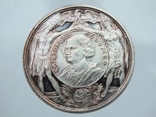 Genova - Colombo - medaglia 1992 - mezza oncia argento fondo specchio patinato