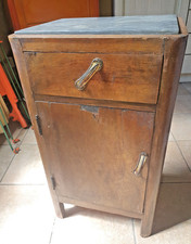 Vecchio COMODINO in arte povera in legno impiallacciato noce scuro - primi 1900