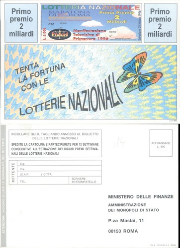BIGLIETTO LOTTERIA MARATONA DI