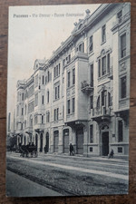 cartolina antica Piacenza Via Cavour Nuove Costruzioni Animata FP VG 7-9-1916