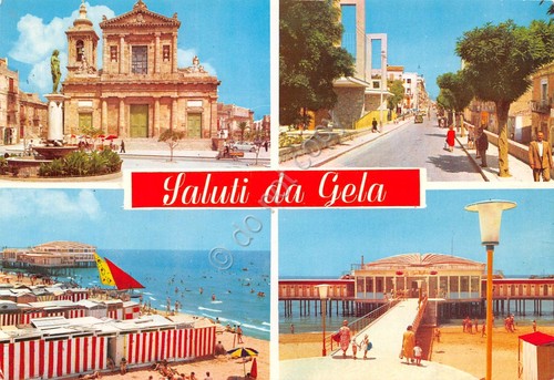 Cartolina gela vedute varie - gela,