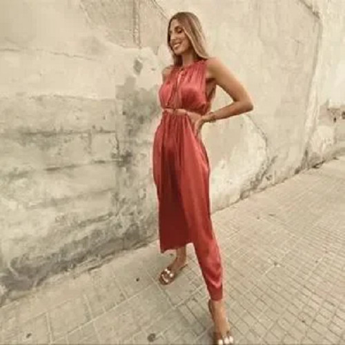 Maxi abito sexy smanicato rosa