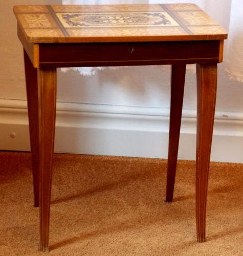 Antico tavolino legno intarsio - antico,