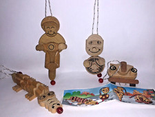 FIGURE IN LEGNO K01 -Kinder SORPRESINE-Serie Completa 4 pz + CARTINA (S14)