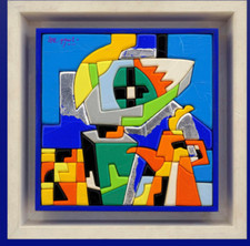 Ugo Nespolo - DEEP EYE  acrilico su legno opera unica con autentica pop