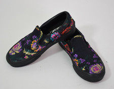 Sneakers VANS nr.35 Slip-On Festival Satin Nero ricami Fiori Limited Rock-41L