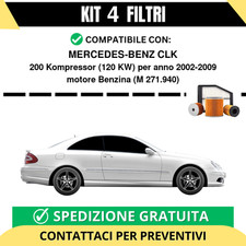 Kit 4 Filtri Tagliando per MERCEDES-BENZ CLK 200 Kompressor 120 kw Benzina 20...