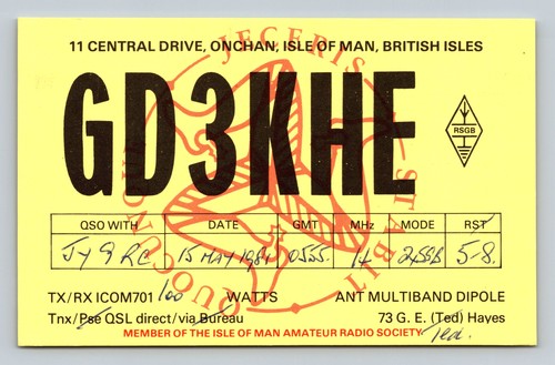 Radioamatore qsl gd3khe isola - radioamatore,