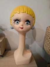 Twiggy head testa nera porta cappelli parrucche - testa manichino vintage design