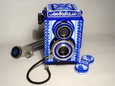 Macchina fotografica russa Lubitel-2 LOMO TLR. Nuovo design. Stilizzato come Gzhel