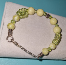 Bracciale Braccialetto con Pietre Perle e Perline - Verde Chiaro - 16 cm