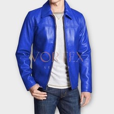Giacca uomo pelle blu - , chiusura