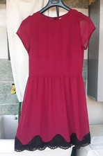 Pimkie abito Donna estivo corto con pizzo nero 42 bordeaux vinaccia usato ottimo