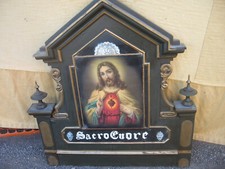 CORNICE INTAGLIATA CON IMMAGINE SACRA-TESTATA LETTO-SOPRAPORTA  - 1940 EMILIA