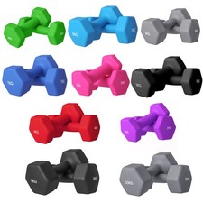 SPORTNOW Set 2 Manubri Pesi da 1/2/3/4/5/6/7/8/9/10 kg in Metallo e Plastica