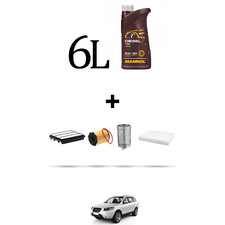 HOFFCAR Kit tagliando 4 FILTRI e 6L OLIO per Hyundai Santa FE II 2.2 CRDi 114kw 