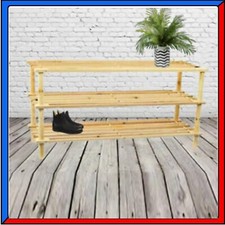 Scarpiera in Legno Salvaspazio con 3 Ripiani Porta Scarpe Stivali 63x26x48 cm
