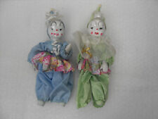 Coppia di Clown Pagliacci In ceramica Vintage decorati a mano Collezione Bambole