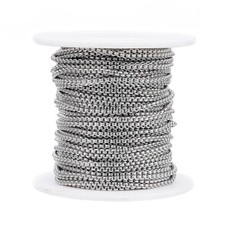 1mt catena box chain in acciaio inox 2mm  colore argento scuro bijoux