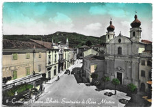 CARTOLINA DI GORIZIA ,CORMONS - PIAZZA LIBERTA' - SANTUARIO  viaggiata 1958
